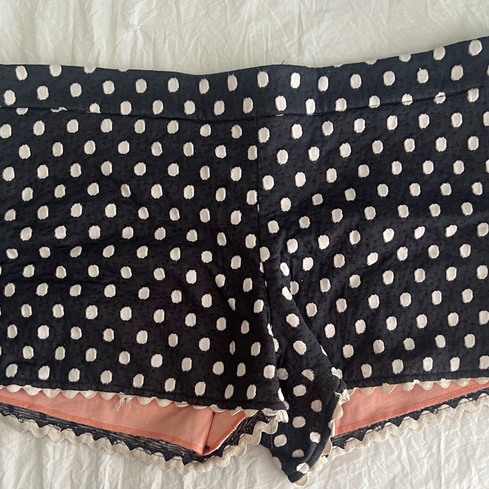 Judith March Black & White Polka Dot Sleep Shorts with Pink Accent